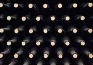 Stacked wine bottles